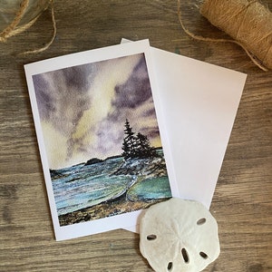 Stormy Skies, Lookout Point, Maine Card Print / Original Painting by Kellie Chasse, Harpswell, Wedding, Thank you, Invitation, Greeting Note