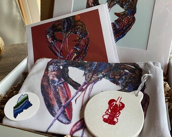 Maine Gift Set | You're my Lobster | LOVE | Includes an 8x10" Print, Card, Zipper Bag, & Christmas Ornament | Girlfriend Gift | Friend Art