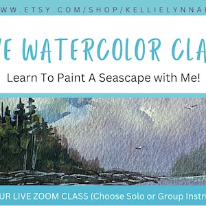 LIVE Watercolor Seascape Class | Zoom Painting Activity | Group Workshop | Birthday | Last Minute Gifts | Wedding |Thank you | Family Fun