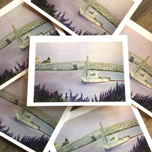 Cribstone Bridge, Cartão de felicitações ou impressão de Kellie Chasse, Bailey Island, Maine Arte em aquarela, a granel, casamento, chá de bebê, noiva, cartão de agradecimento