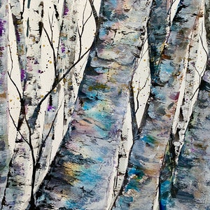 Birch trees  Maine Watercolor, Painting or Print Art by Kellie Chasse, Gift,  Wedding Gift, Thank you, Wooded Forest, Birches, Tree