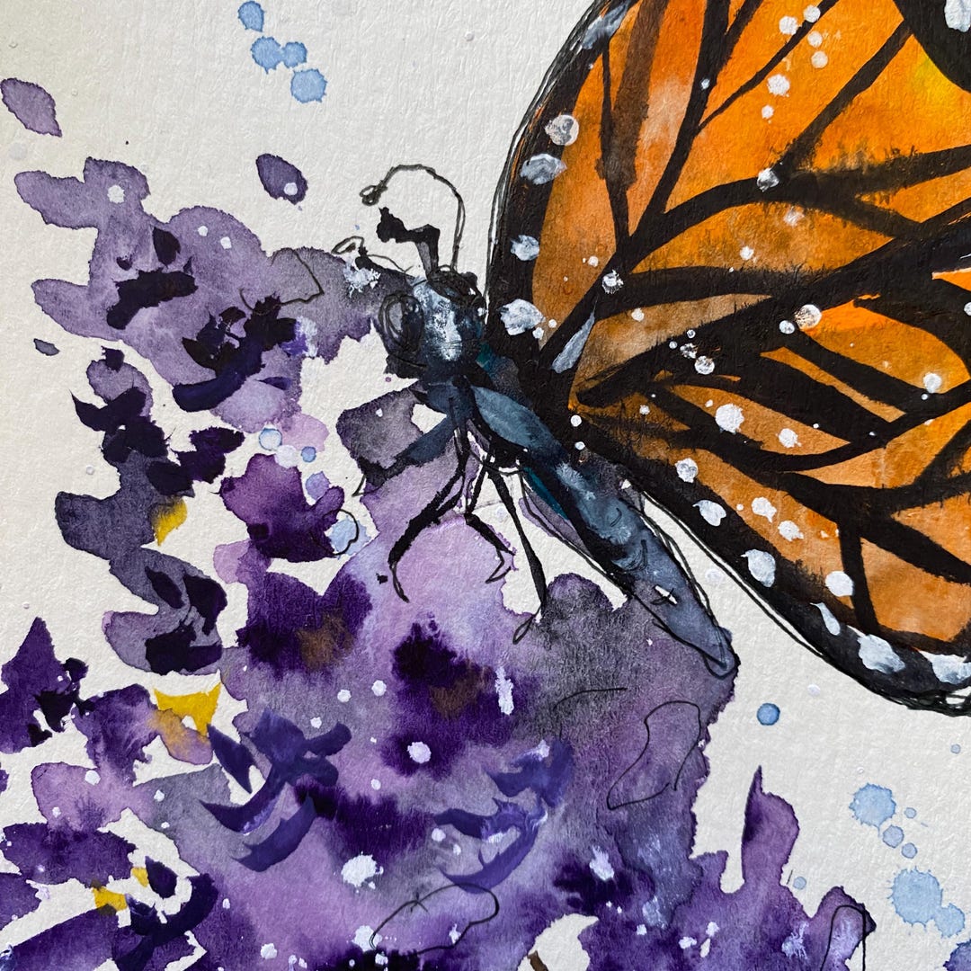 Monarch Butterfly Watercolor Painting: Original 5x7 Art by Kellie ...