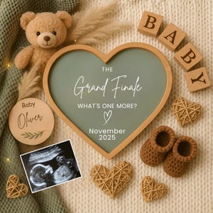 Grand Finale Pregnancy Announcement Digital,Last Baby 3rd 4th Child Editable Template,Pregnancy Announcement to Husband,Digital Boho Bear