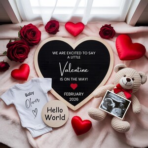 Valentines Day Digital Pregnancy Announcement  February Baby Announcement Gender Neutral Editable Template Little Valentine On the Way