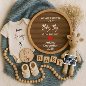 Boy Pregnancy Announcement Digital Baby Announcement Boy Gender Reveal Social Media Reveal Editable Template Its a Boy Little Brother
