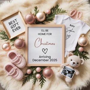 It’s a Girl Christmas Pregnancy Announcement  Digital Baby Reveal Template  Due in December  Holiday Gender Reveal for Social Media