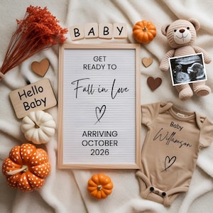 Fall Pregnancy Announcement Digital Baby Announcement Autumn Gender Neutral Reveal Girl Gender Reveal Boy Social Media Reveal Fall Pumpkin