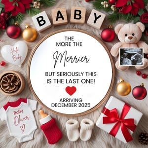 Christmas Baby Announcement,Social Media Template, Digital Baby Announcement,Gender Neutral Pregnancy Reveal, Editable Template