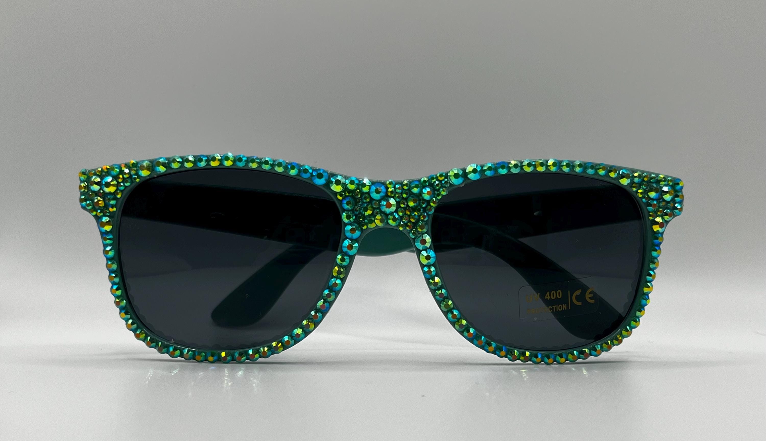 St. Patrick's Day Green AB Rhinestone Sunglasses
