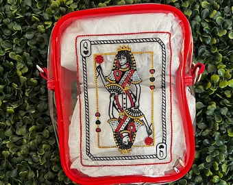 Bolsa de strass para cartas de baralho da Rainha de Copas