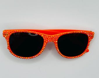 Life of a Showgirl Orange Rhinestone Sunglasses- AB