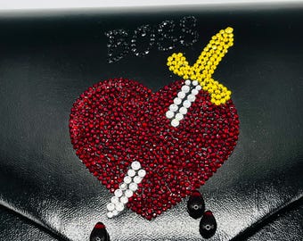 Rhinestone &quot;Boss&quot; Tattoo Clutch