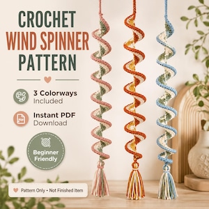 Crochet Wind Spinner Pattern, Spiral Hanging Decor PDF, Beginner Crochet Home Decoration