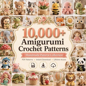 10000+ Amigurumi Virkmönster Paket PDF, Djur, Dockor, Gosedjur & Leksaker