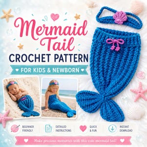 Mermaid Tail Crochet Pattern PDF | Baby & Newborn Photo Prop | Kids Mermaid Costume | Instant Download | Beginner Friendly Crochet Pattern