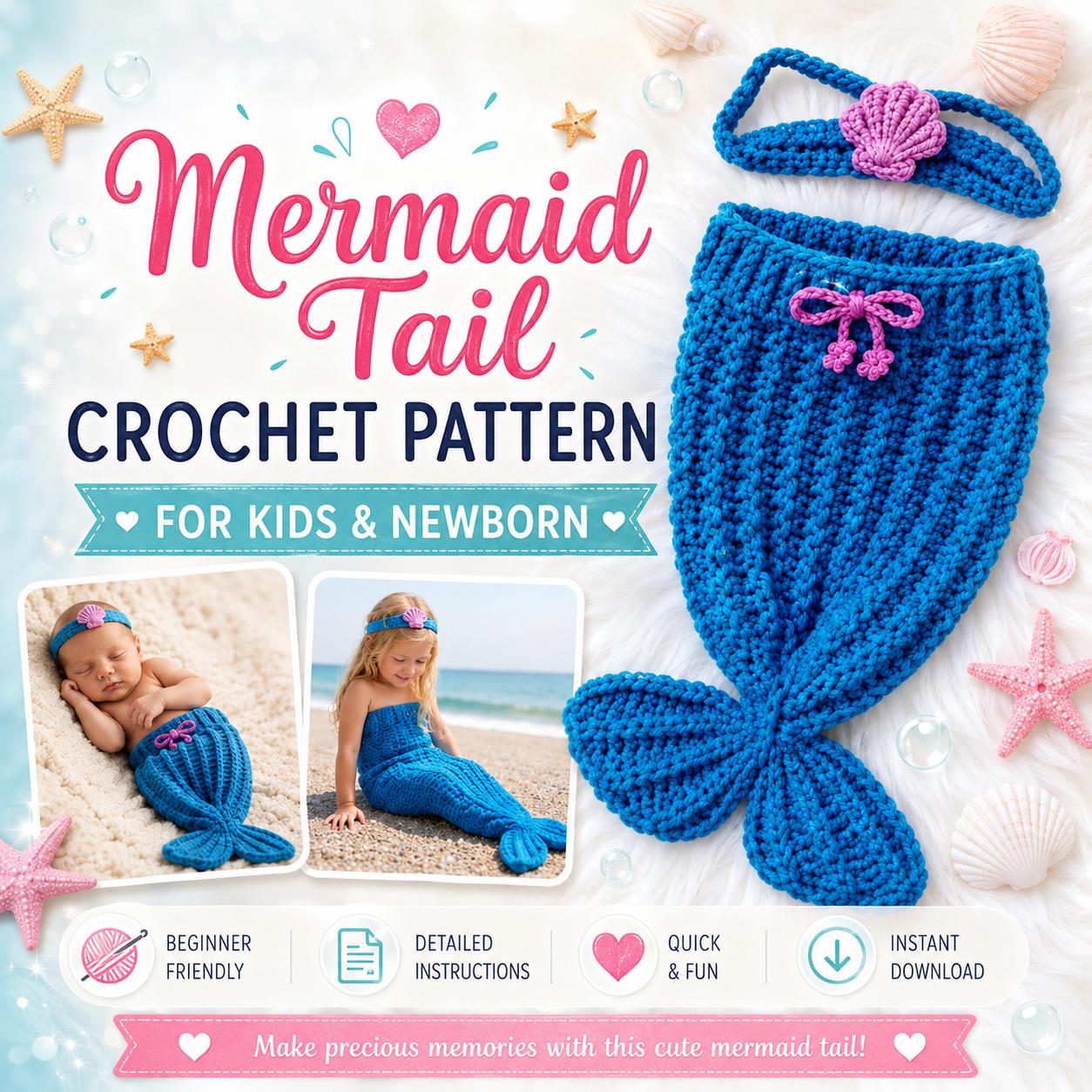 Mermaid Tail Baby & Newborn Photo Prop Kids Mermaid