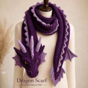 Häkelanleitung für einen Drachenschal (PDF), Fantasy-Drachenschal-Tutorial, Häkelanleitung für einen Drachenschal, Cosplay-Schal-Muster, Sofort-Download