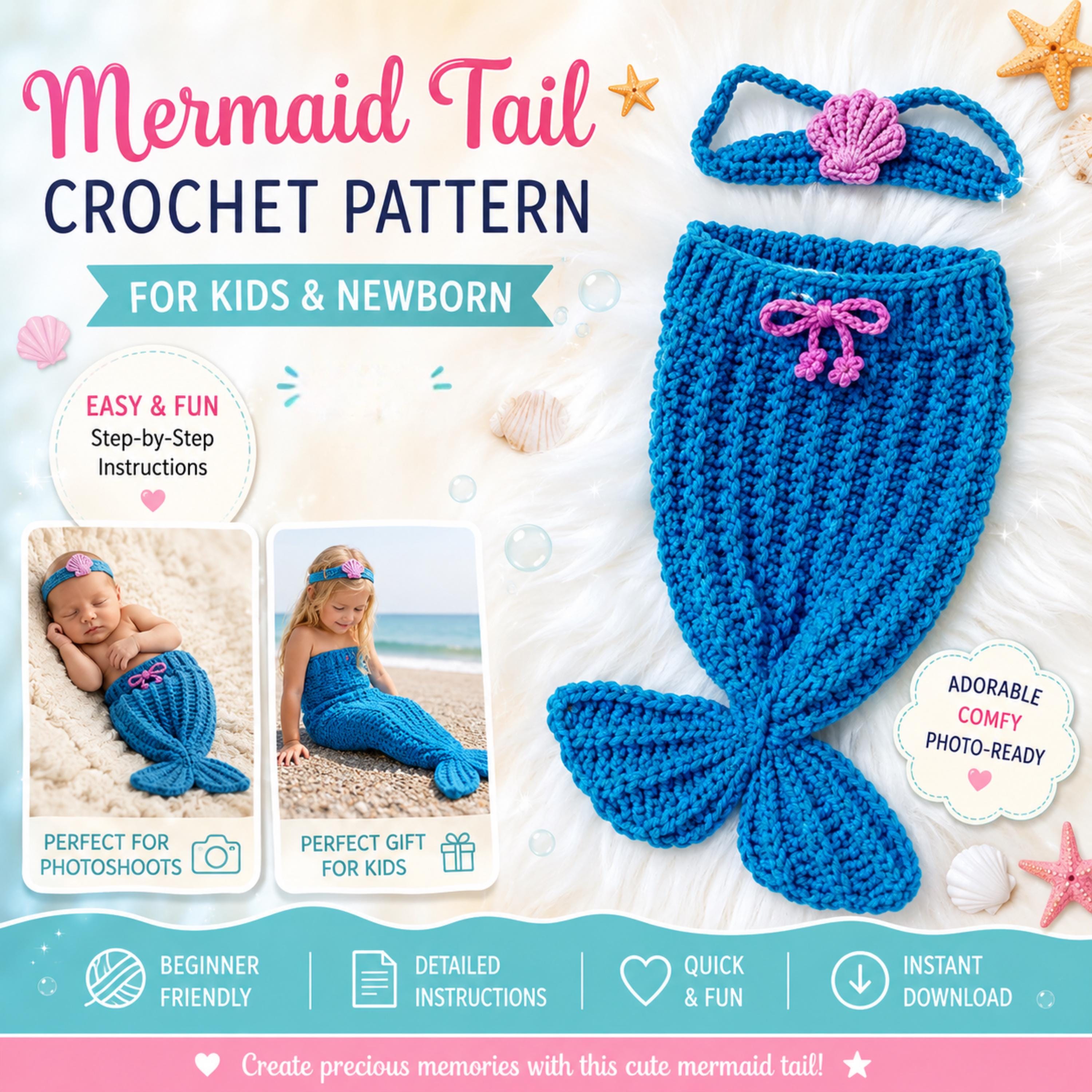 30 Crochet Patterns for Babies and Kids That Are Too Cute to Miss 23 Mermaid Tail Photo Prop and Costume Pattern