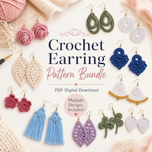 50 Crochet Earring Patterns Bundle: Boho, Floral, Lace and Tassel Earrings PDF Download