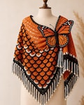 Butterfly Shawl Crochet Pattern PDF, Boho Crochet Wrap Pattern, Fringe Shawl with Butterfly Applique, Instant Download product logo