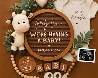 Cow Pregnancy Announcement: Editable Gender Neutral Template (Digital Download)