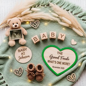 Boho Bear Pregnancy Announcement: Last Baby Reveal (Digital Template)