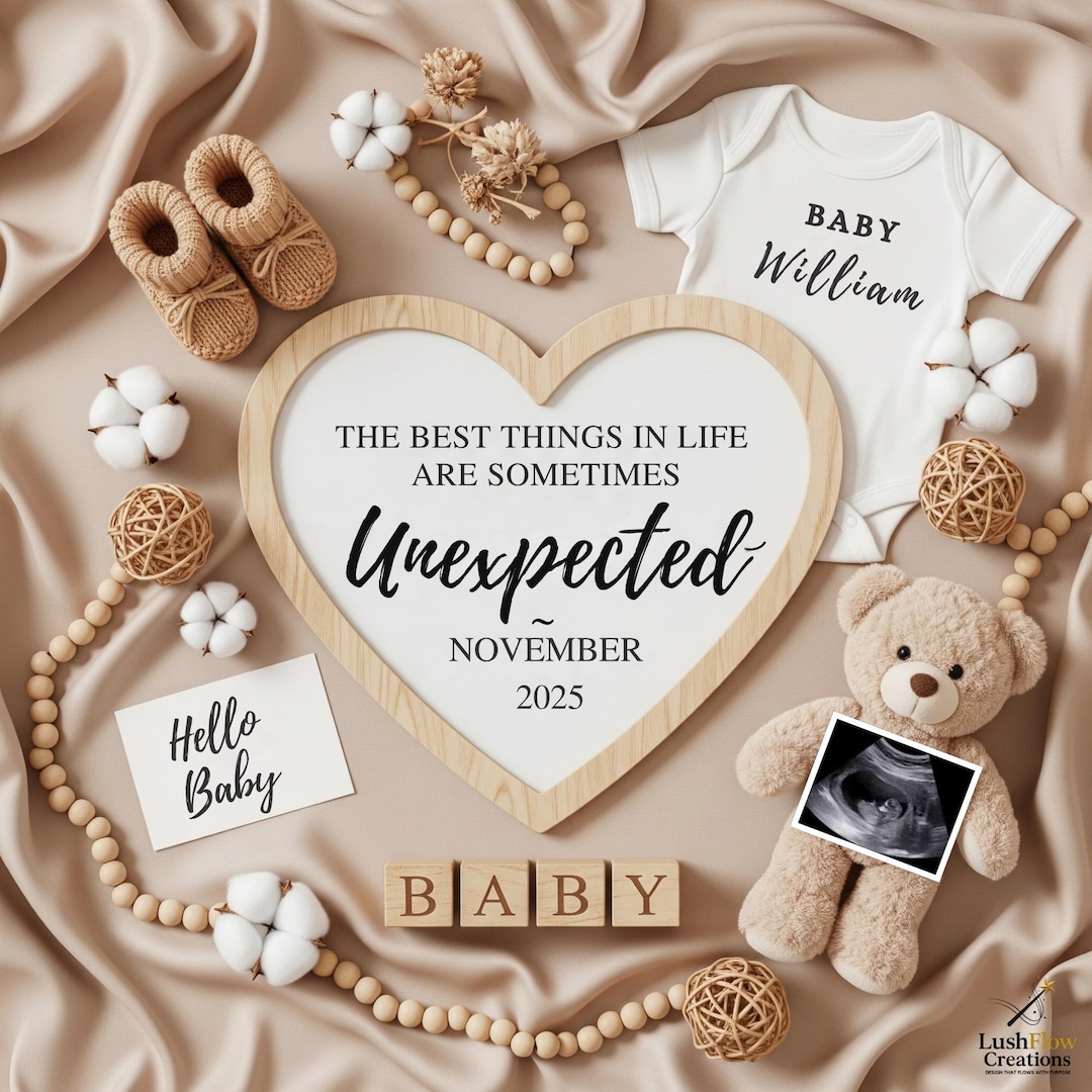 Unexpected Pregnancy Announcement Digital, Teddy Bear, Best Things