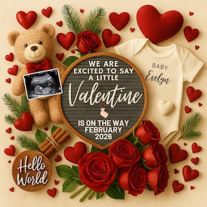 Valentine&#39;s Day Pregnancy Announcement: Little Valentine On The Way (Digital Download)