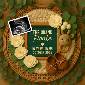 Last Baby Pregnancy Announcement: Boho Grand Finale Reveal (Digital Template)