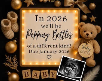 New Year 2026 Pregnancy Announcement:  Gender Neutral Template with Ultrasound, New Year  Social Media Baby Reveal (Digital Download)