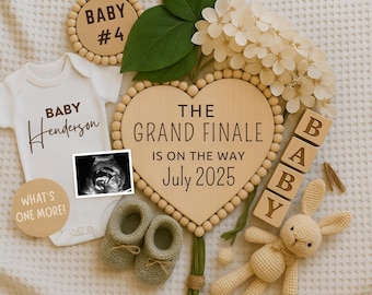 Last One Pregnancy Announcement for Social Media, Finale Pregnancy Announcement Digital, Teddy Bear Baby Announcement, Grand Finale Baby