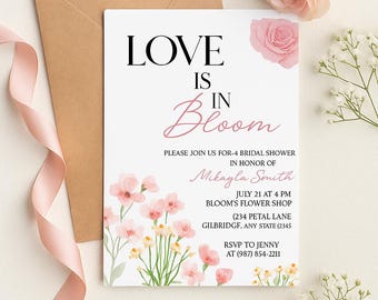 Floral Bridal Shower Invitation, Wildflower Theme (Digital Download)