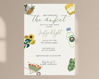 Farmers Market Bridal Shower Invitation, Rustic Brunch (Digital Download)