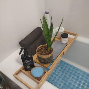 Bathtub Caddy Tray | Bamboo Bathtub Tray Caddy | Luxury Wood Bath Tray  |Expandable Bath Tray | Tablet Smartphone and Wine Holder