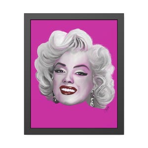 Pop Art Marilyn Monroe Framed Paper Poster, Retro Glam Wall Art Print, Unique Hand Drawn Picture, Vintage Hollywood Decor, Movie Star