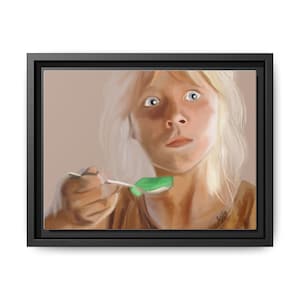 Framed Canvas, Jurassic Park fan art, Jello scene, hand drawn wall art, Matte Canvas