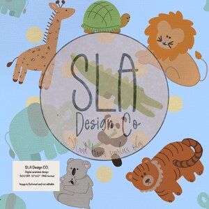 Cute Zoo Animals seamless digital file perfect for sublimation, Nursery Decor, and crafts, hand drawn high quality PNG file