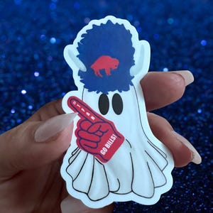 Sticker Booo-ffalo Bills Mafia: spookachtige voetbalfan gestanst