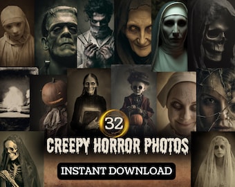 Foto horror inquietanti, fotografie vintage spaventose di Halloween stampabili per biglietti di scrapbooking di Junk Journal (32 immagini)