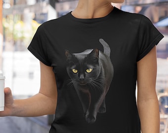 Black Cat Shirt, Cat Lover T-Shirt, Cute Kitten Shirt, Unisex Kitty Tee for Women Men, Cat Mom Gift, Gift for Cat Owner