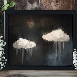 Peinture nuages de mauvaise humeur, impression d&#39;art mural minimaliste, affiche nuage abstrait, décoration d&#39;intérieur gothique, art universitaire sombre, décoration de chambre à coucher au-dessus du lit