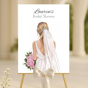 Personalized Bridal Shower Welcome Sign, Custom Foam Board or Poster, Modern Script Bridal Shower Sign, Elegant Bride Party Event Decoration