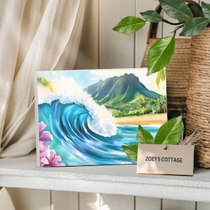 Hawaii Cotton Matte Canvas, Hawaiian Island Home Decor, Hawaii Travel Gift, Hawaii Surf Wave, Honolulu Wall Art, Big Island, Maui, Kauai Art