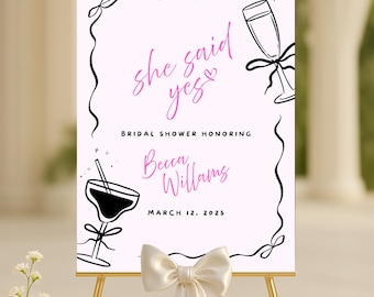 Bridal Shower Welcome Sign, She Said Yes Theme, Personalized Wedding Foam Board or Poster, Custom Bridal Party Decoration, Elegant