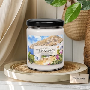 Riecht wie FolegAndros Duftkerze - Vegan, Mediterran, Heimdeko, Griechische Inseln, Reisegeschenk, Griechische Küche & Bad