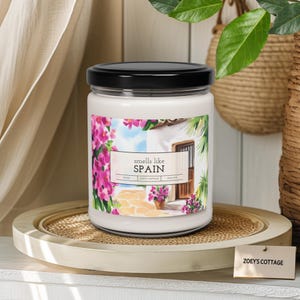 Smells Like Spain Scented Soy Candle (9oz) - Vegan, Mediterranean Home Decor, Travel Gift, Spanish Kitchen and Bathroom, Espana Spanish Door