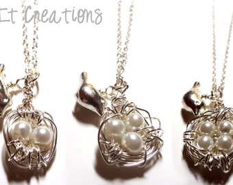 Sterling Silver Wire Wrapped Birds Nest Necklace