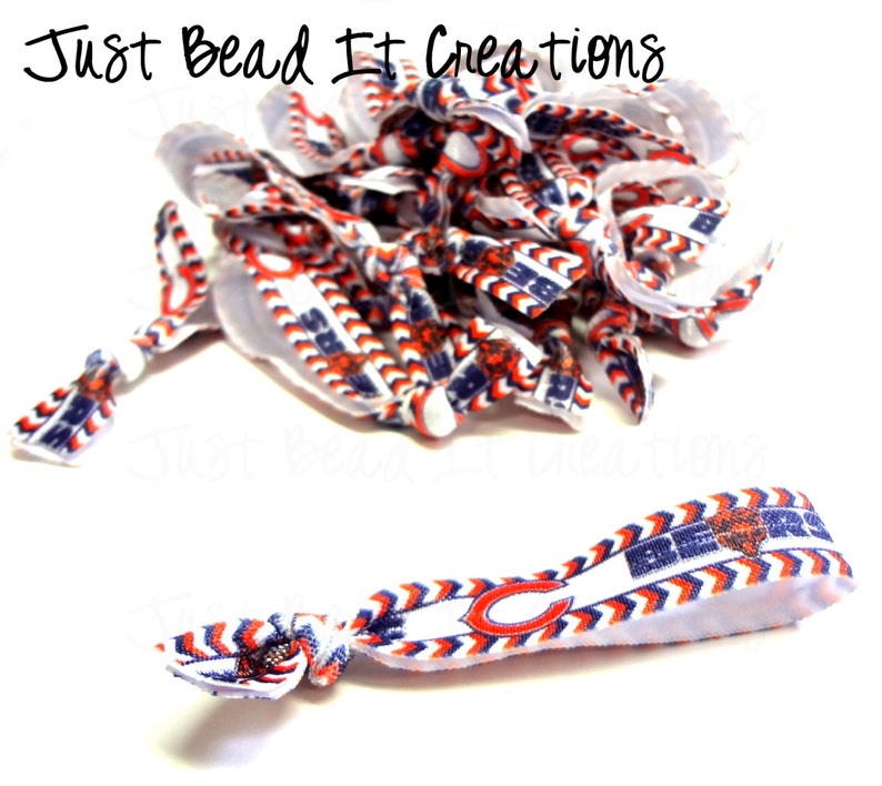 Chicago Bears Chevron Hair Ties, Hair Knotties image 1