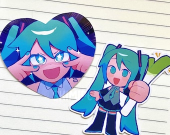 HATSUNE MIKU-KLISTERMÄRKER | Set med 2 glansiga vinylklistermärken