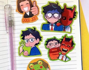 YUPPIE PSYCHO STICKER | Sticker Set (Brain Pasternack, Kate Hicks, Mr Devil, Hugo/super toad)